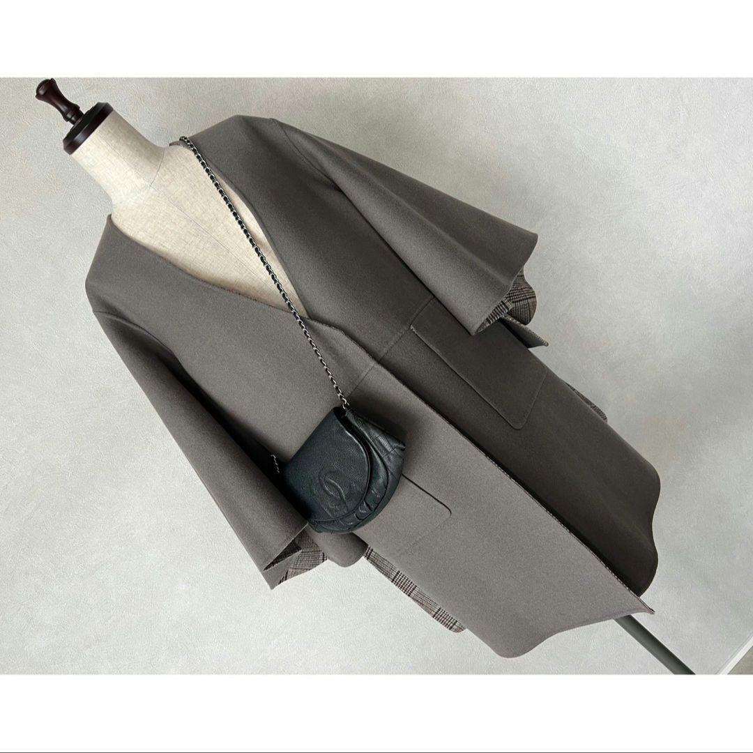 【18万】リバーシブル♡グレンチェックケヌキリバーシブルコート ポンチョ