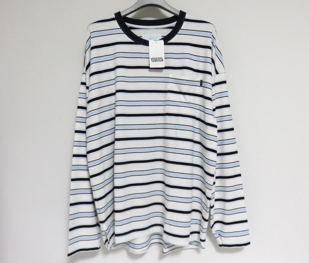 新品 Whimsy SNAP SLEEVE BORDER TOP L ウィムジー