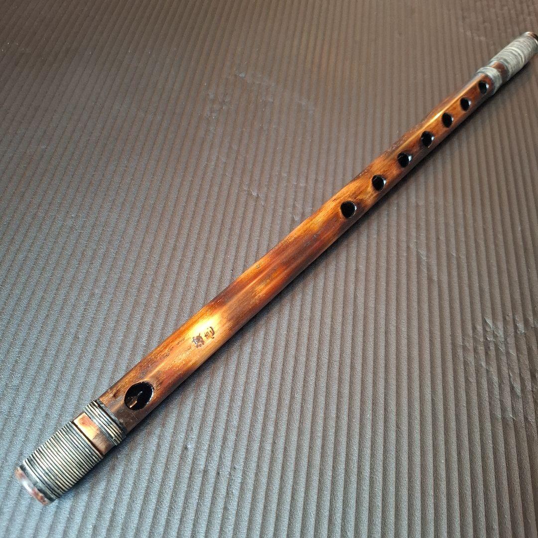 篠笛　古典調　7穴　五本調子　天地籐巻き　煤竹風仕上げ