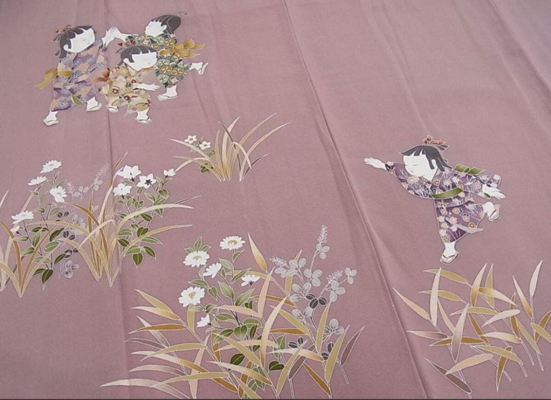 訪問着 フルセット5点サイズM〜Ｌ 友禅　童子遊び　正絹