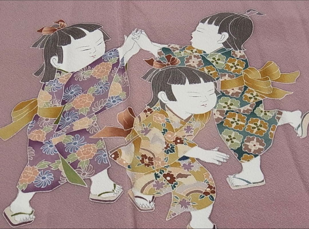 訪問着 フルセット5点サイズM〜Ｌ 友禅　童子遊び　正絹