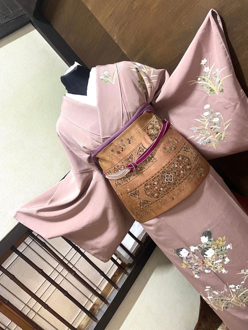 訪問着 フルセット5点サイズM〜Ｌ 友禅　童子遊び　正絹