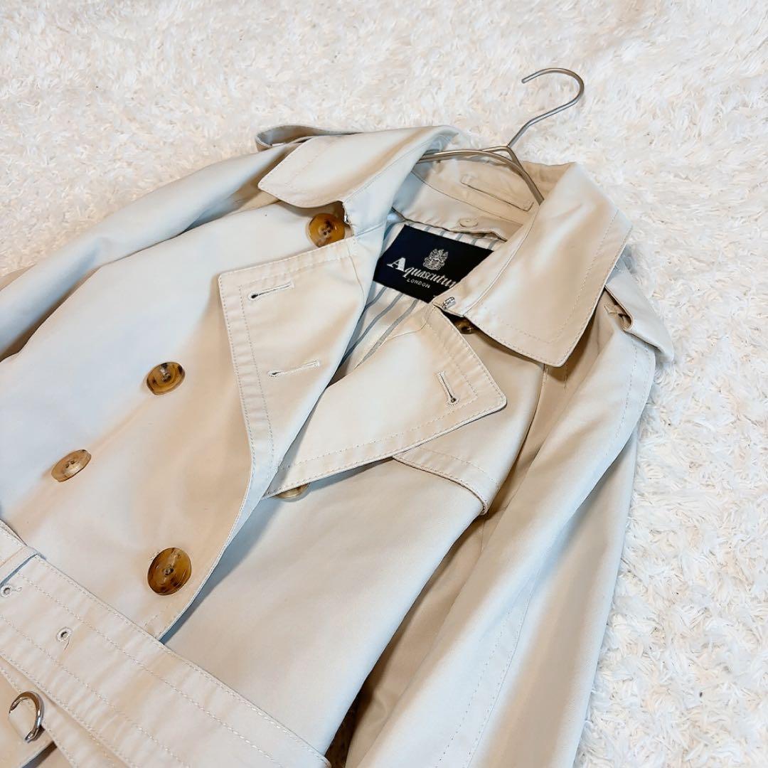 美品✨アクアスキュータム トレンチコート ブルーライナー サイズ8 ベージュ