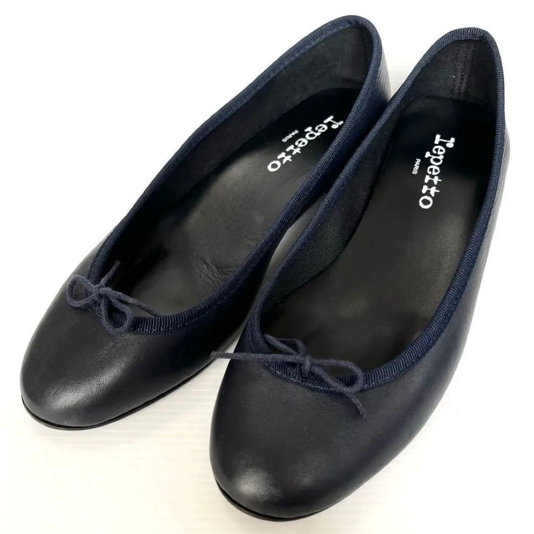 美品⭐️ Repetto レペット カミーユ ラバーソール 24cm 濃紺 レザー
