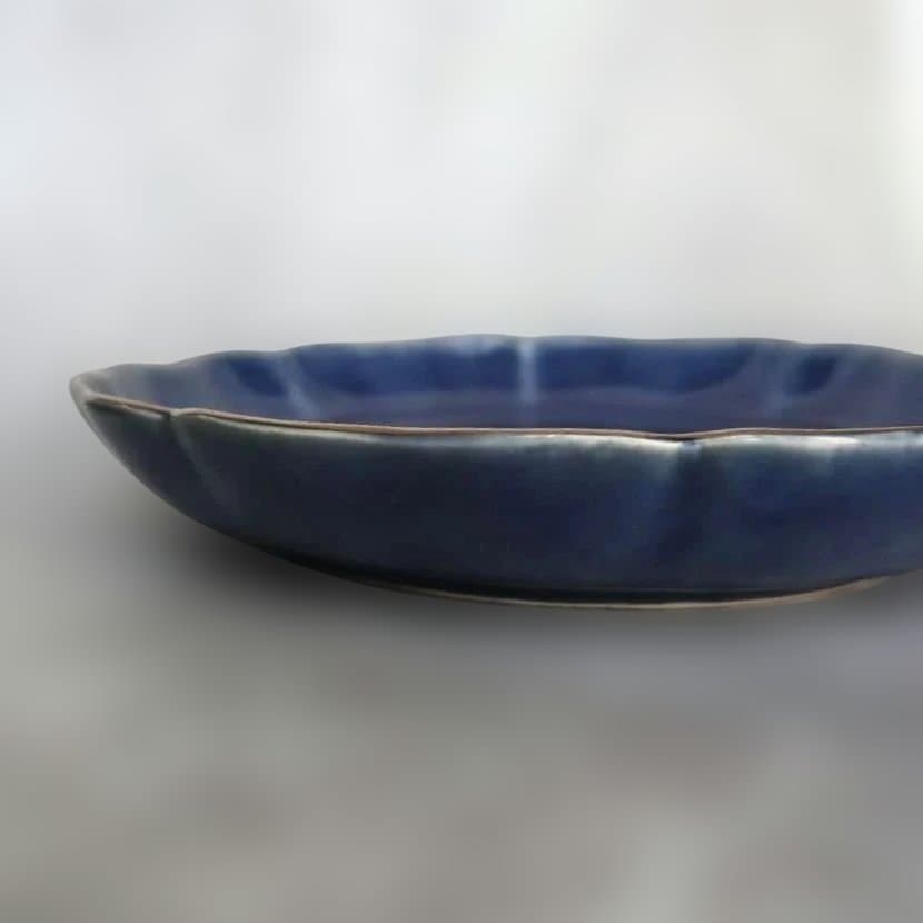 無傷完品　古伊万里　瑠璃釉　六寸皿　江戸時代　染付　金直し　金継ぎ　アンティーク