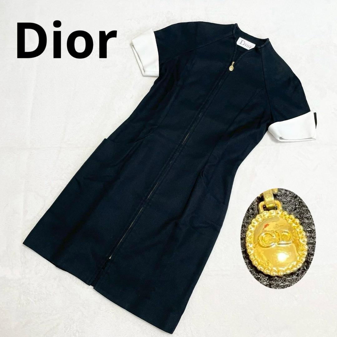 ★美品★ディオール　ワンピース　CDロゴ　ジップアップ　コットン
