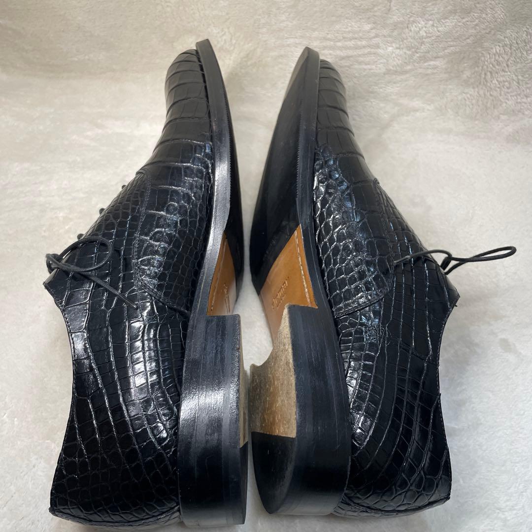 【美品】stemar クロコダイルシューズ サイズ8 1/2 ブラック