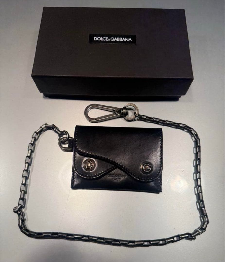 DOLCE&GABBANA ブラック 折り財布 ウォレットチェーン 定価9万円