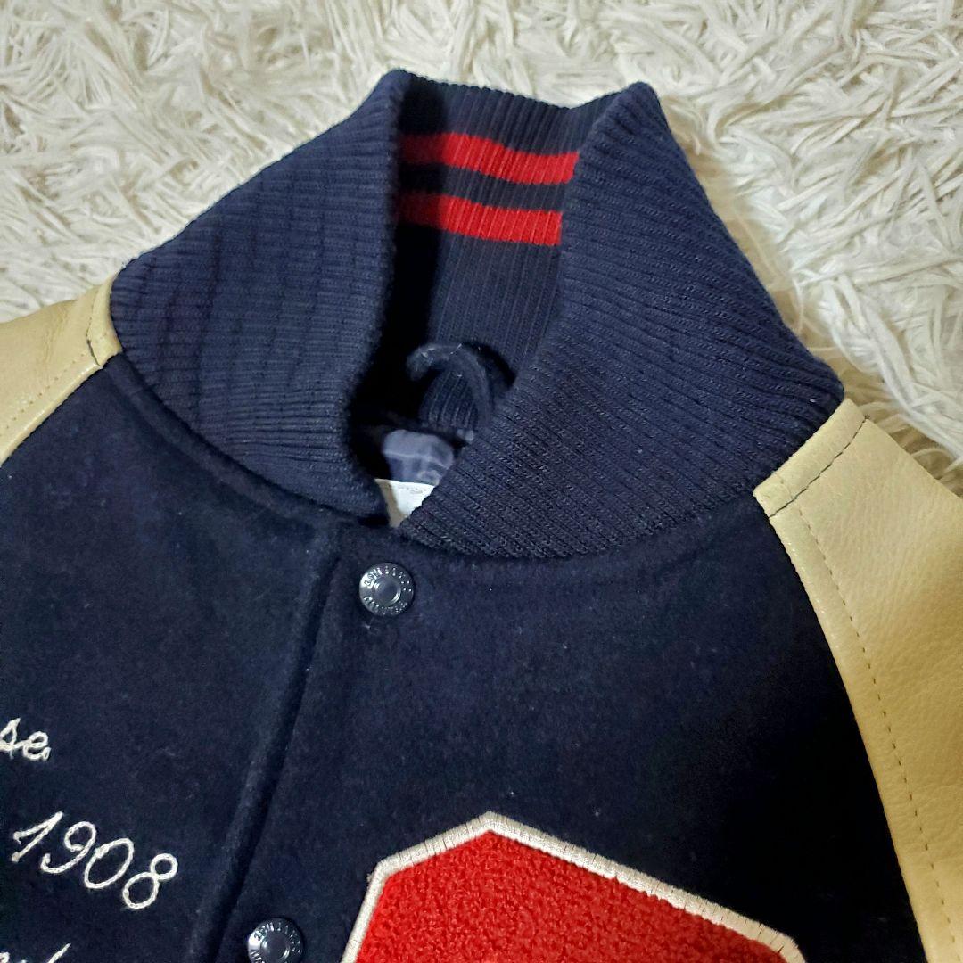 美品 希少 CONVERSE コンバース レザー袖 スタジャン バック刺繍 M