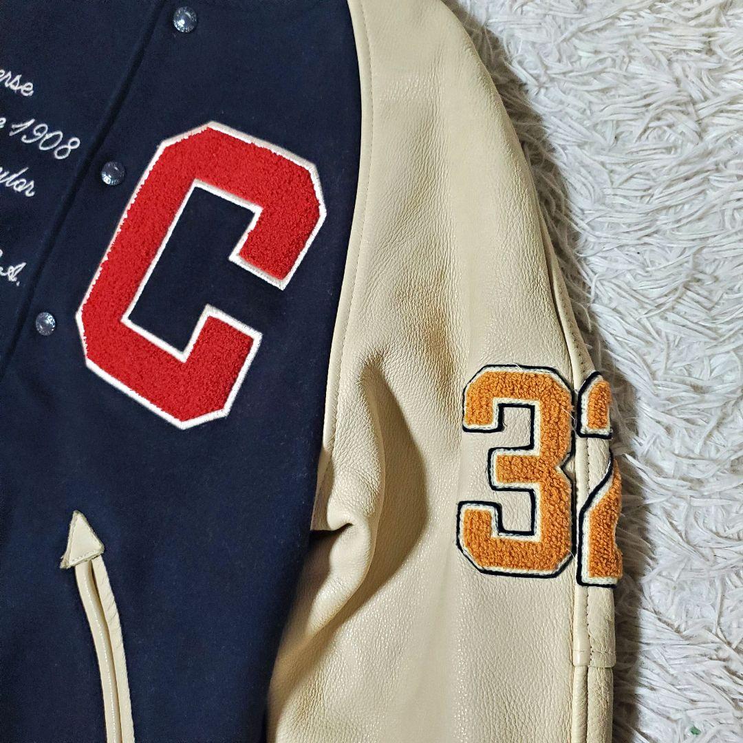 美品 希少 CONVERSE コンバース レザー袖 スタジャン バック刺繍 M