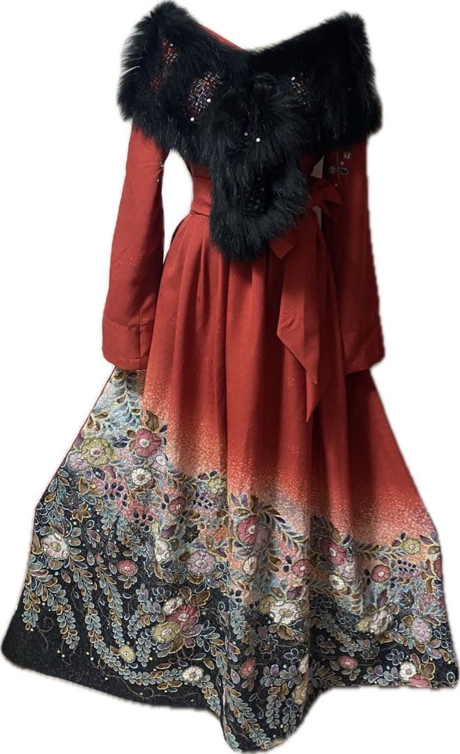 めい様　着物リメイクワンピース　オーダー ご確認用です。絞り辻ヶ花振り袖