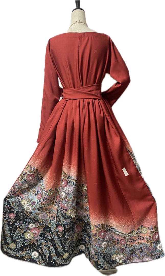 めい様　着物リメイクワンピース　オーダー ご確認用です。絞り辻ヶ花振り袖