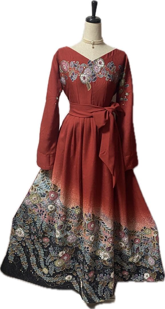 めい様　着物リメイクワンピース　オーダー ご確認用です。絞り辻ヶ花振り袖