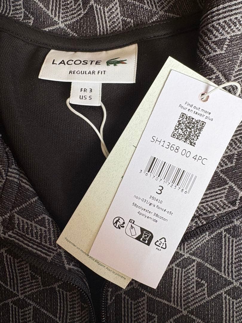 LACOSTE モノグラム ジャカード トラックジャケット Sサイズ ブラック