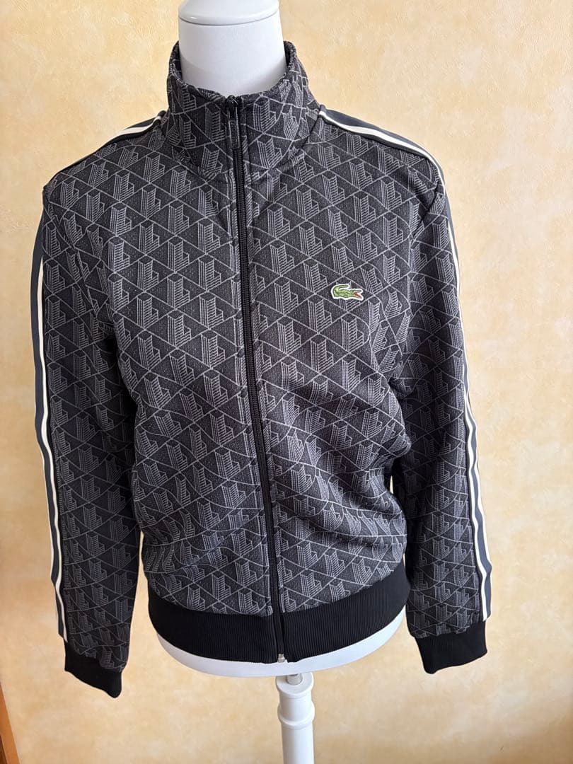 LACOSTE モノグラム ジャカード トラックジャケット Sサイズ ブラック