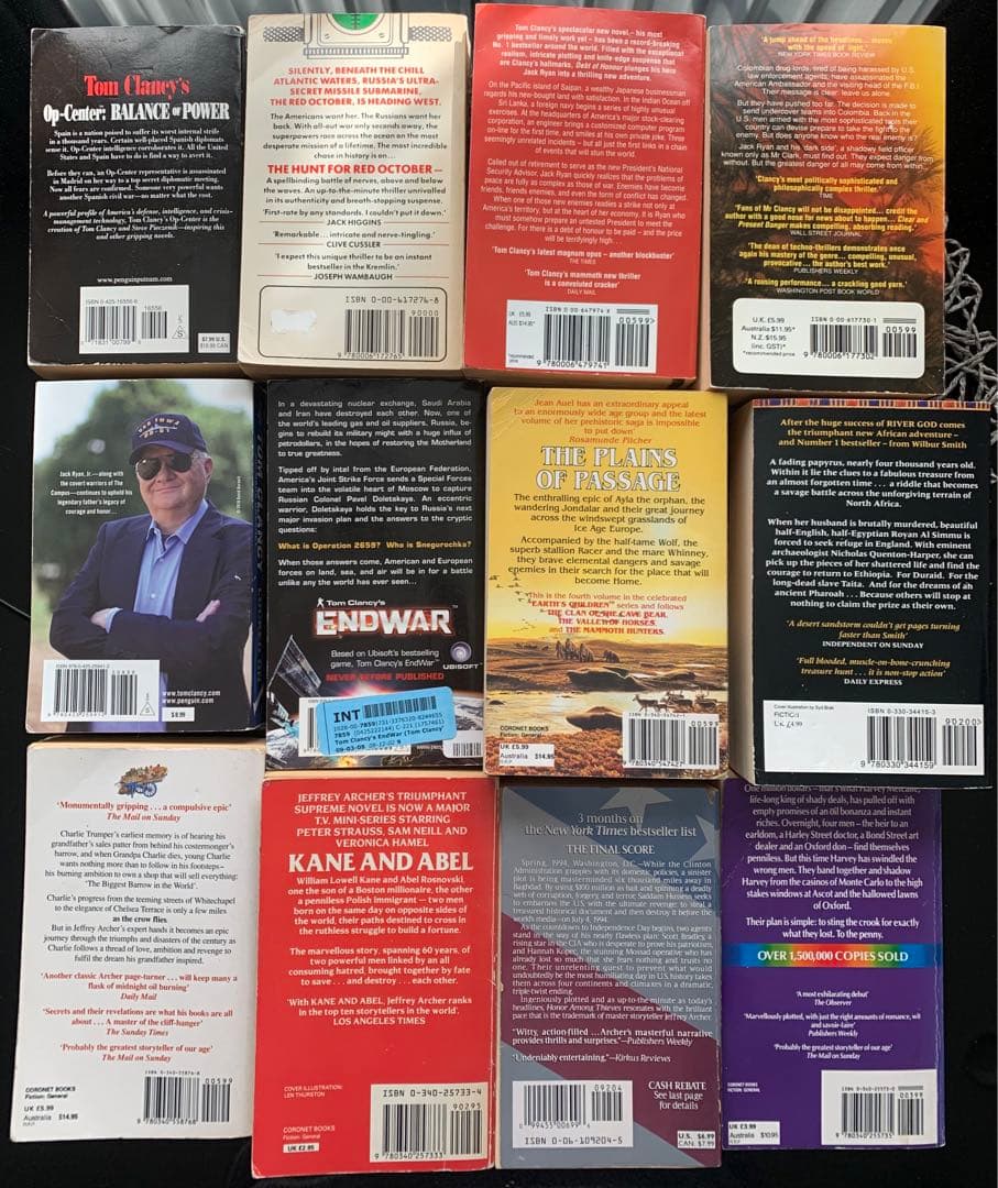 【10冊セット】Tom Clancy, Jeffrey Archer等名作の小説