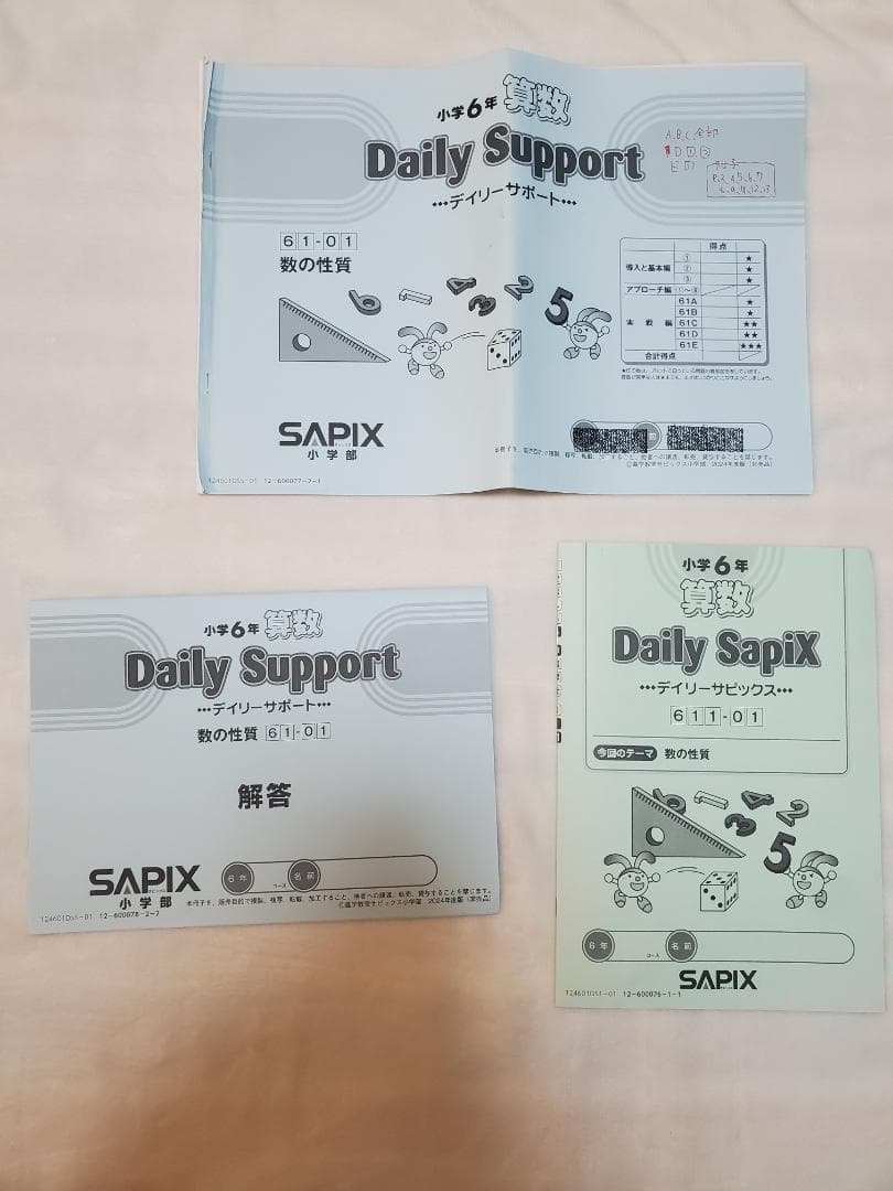 SAPIX 小学6年生算数 全巻デイリーサポート、サピックス