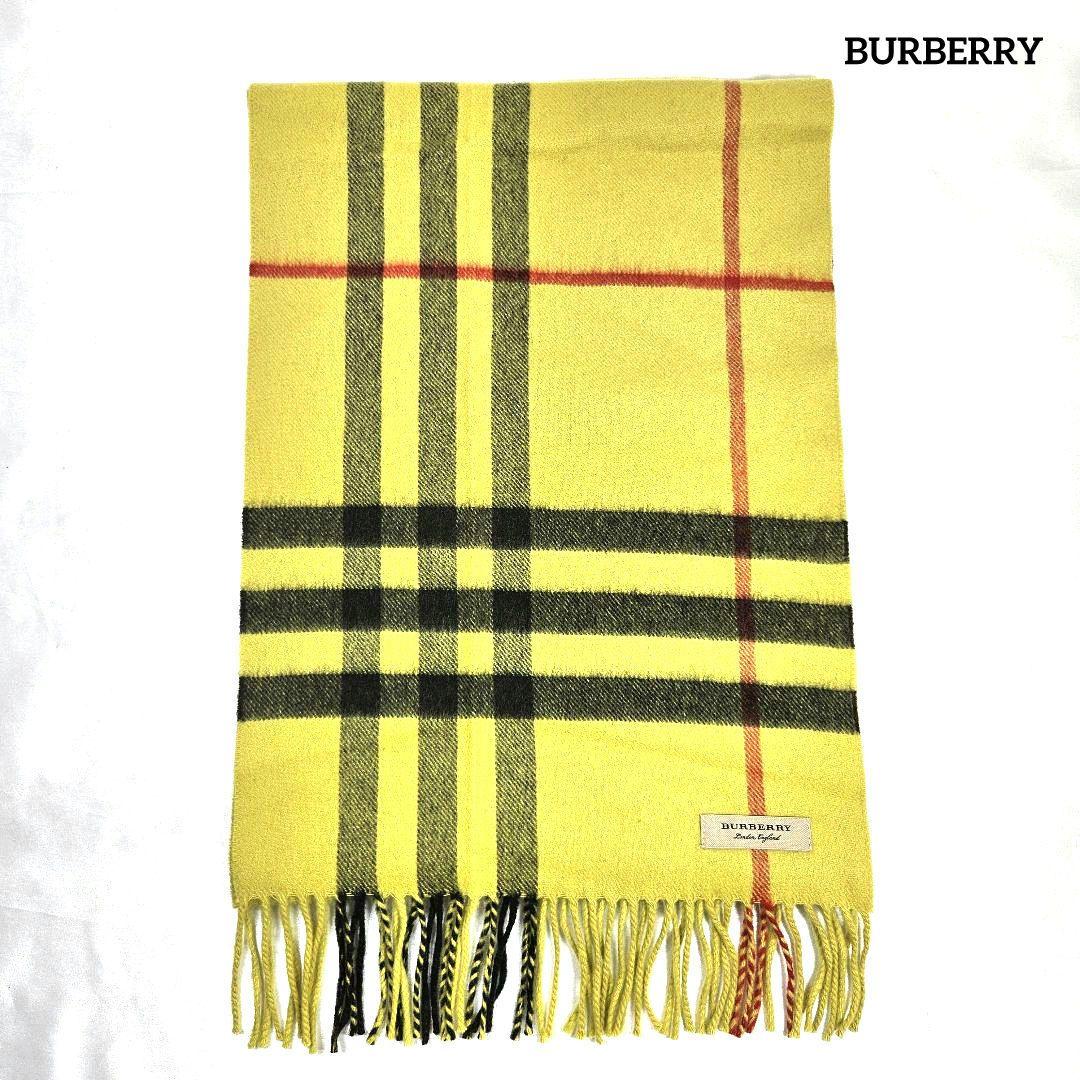 バーバリー マフラー ストール カシミア イエロー 黄色 チェック