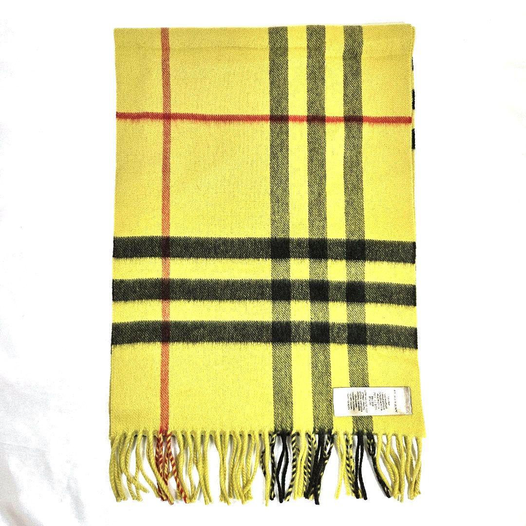 バーバリー マフラー ストール カシミア イエロー 黄色 チェック