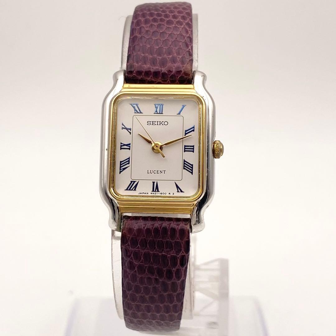 【稼働】SEIKO LUCENT 新品電池 腕時計 レディース スクエア 美品