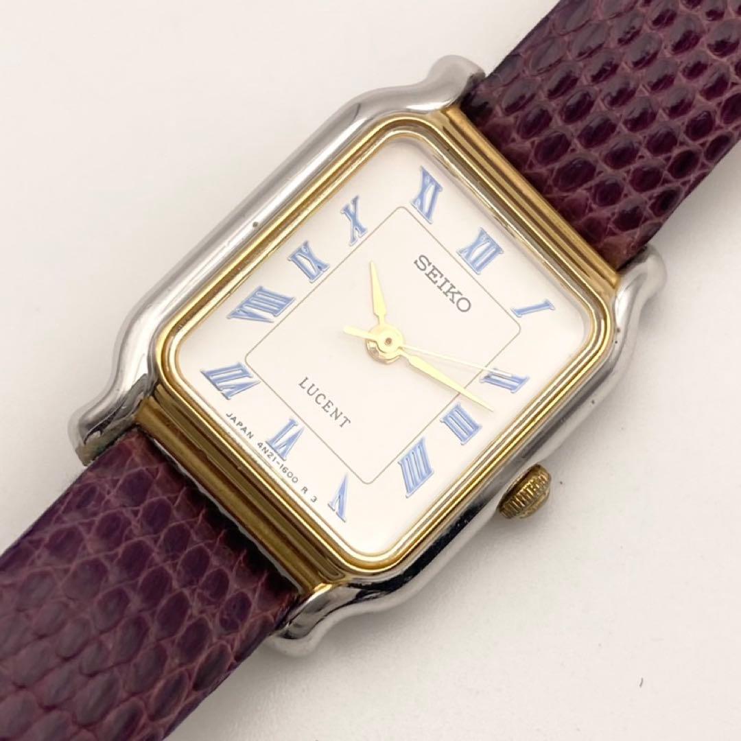 【稼働】SEIKO LUCENT 新品電池 腕時計 レディース スクエア 美品