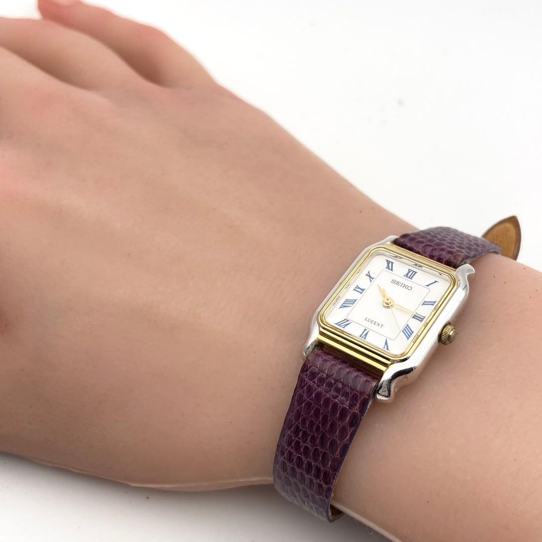 【稼働】SEIKO LUCENT 新品電池 腕時計 レディース スクエア 美品