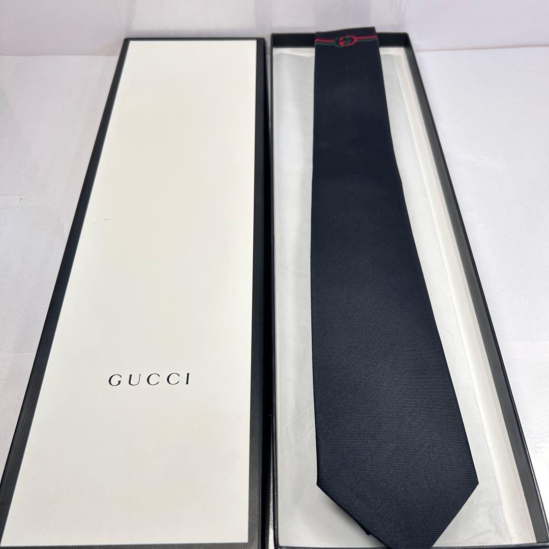 GUCCI グッチ 極美品 近年タグ GG レア ビーネクタイ蜂 人気 ブラック