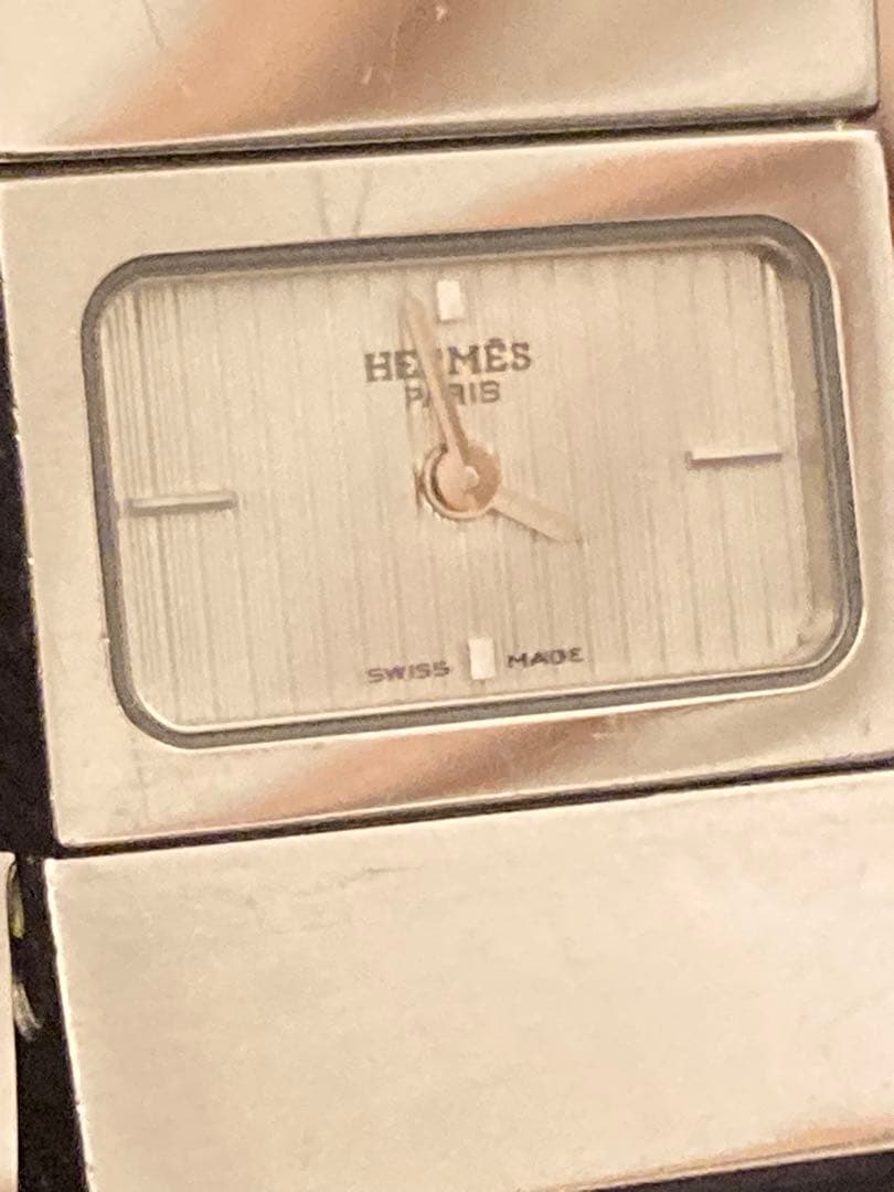 訳あり　HERMES アナログ腕時計 グリーン　バングルウォッチ　ロケ　箱あり