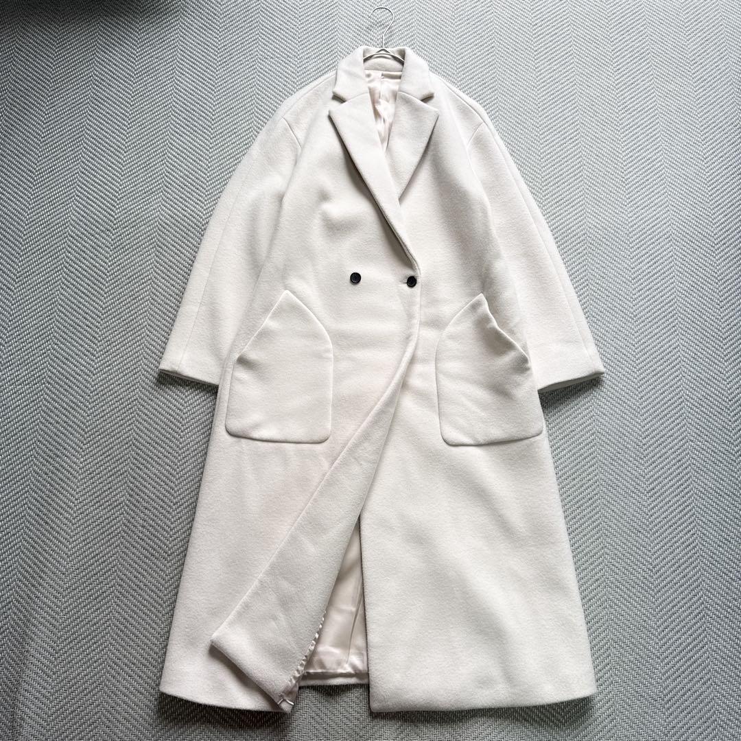 美品　ドレステリア　Super140's ダブルチェスターコート　ロングコート