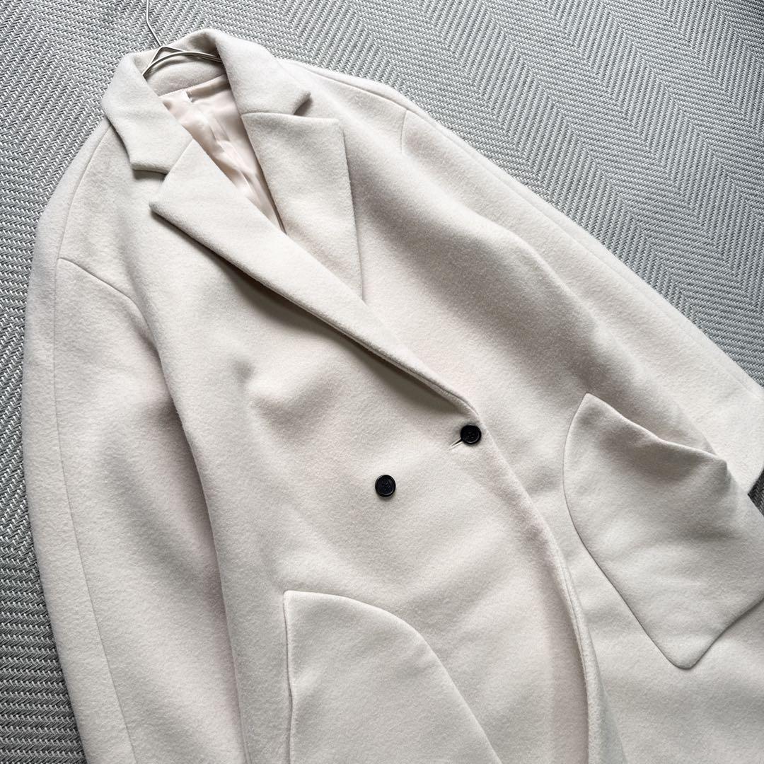 美品　ドレステリア　Super140's ダブルチェスターコート　ロングコート