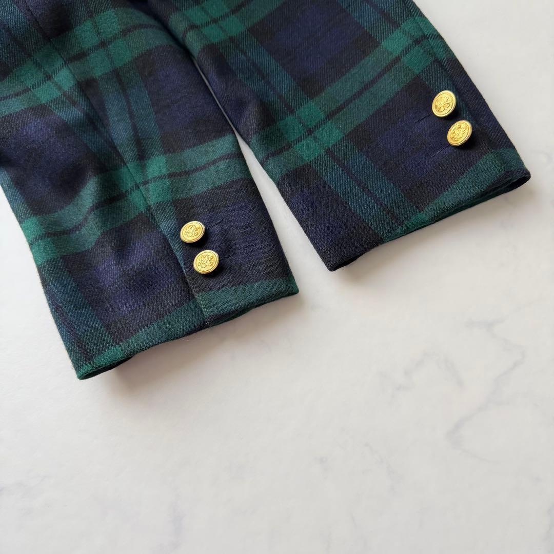 美品【ジェイプレス】 紺×緑 ブラックウォッチ 金ボタン M相当