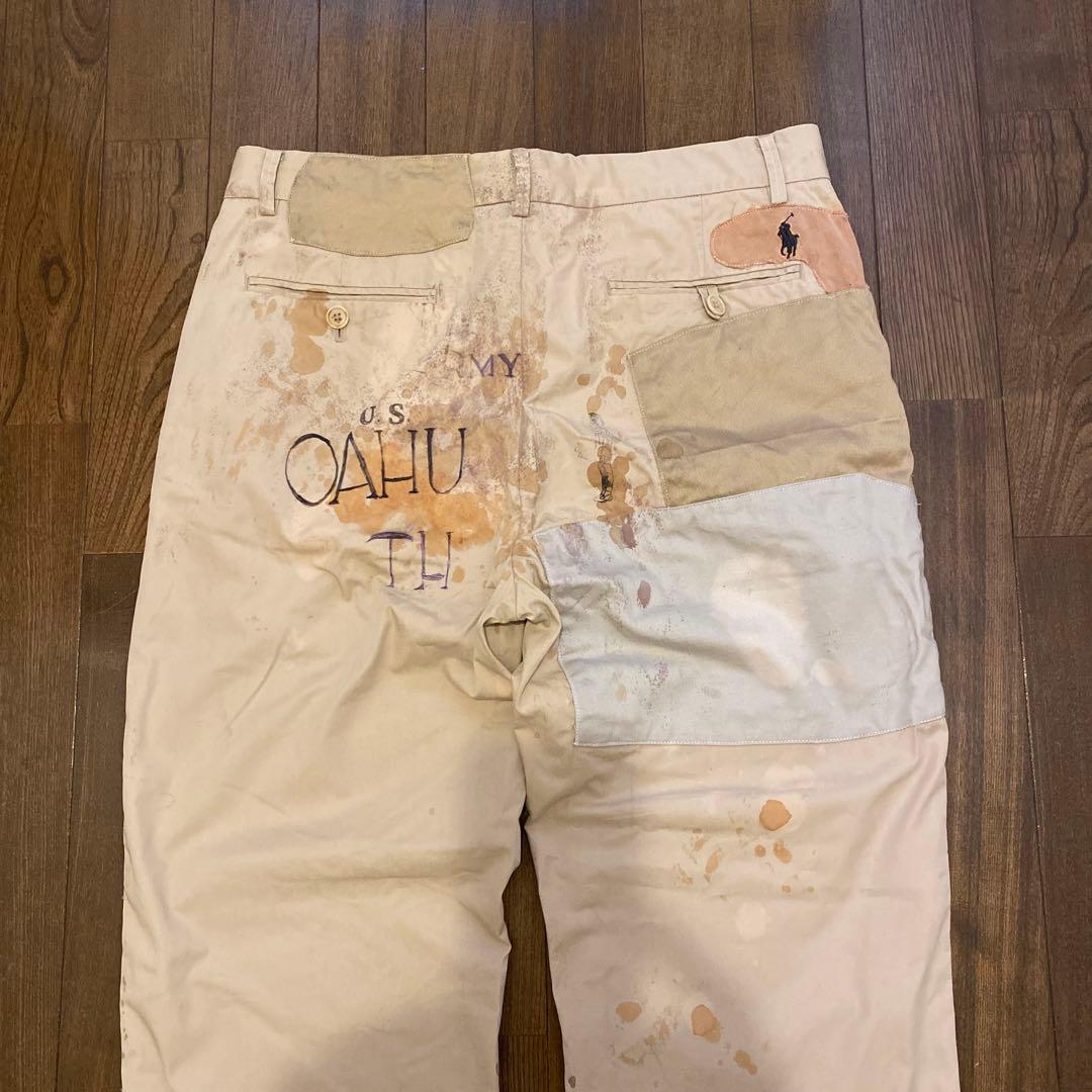 Polo by Ralph Lauren ダブルニー チノパン 刺繍ロゴ 襤褸