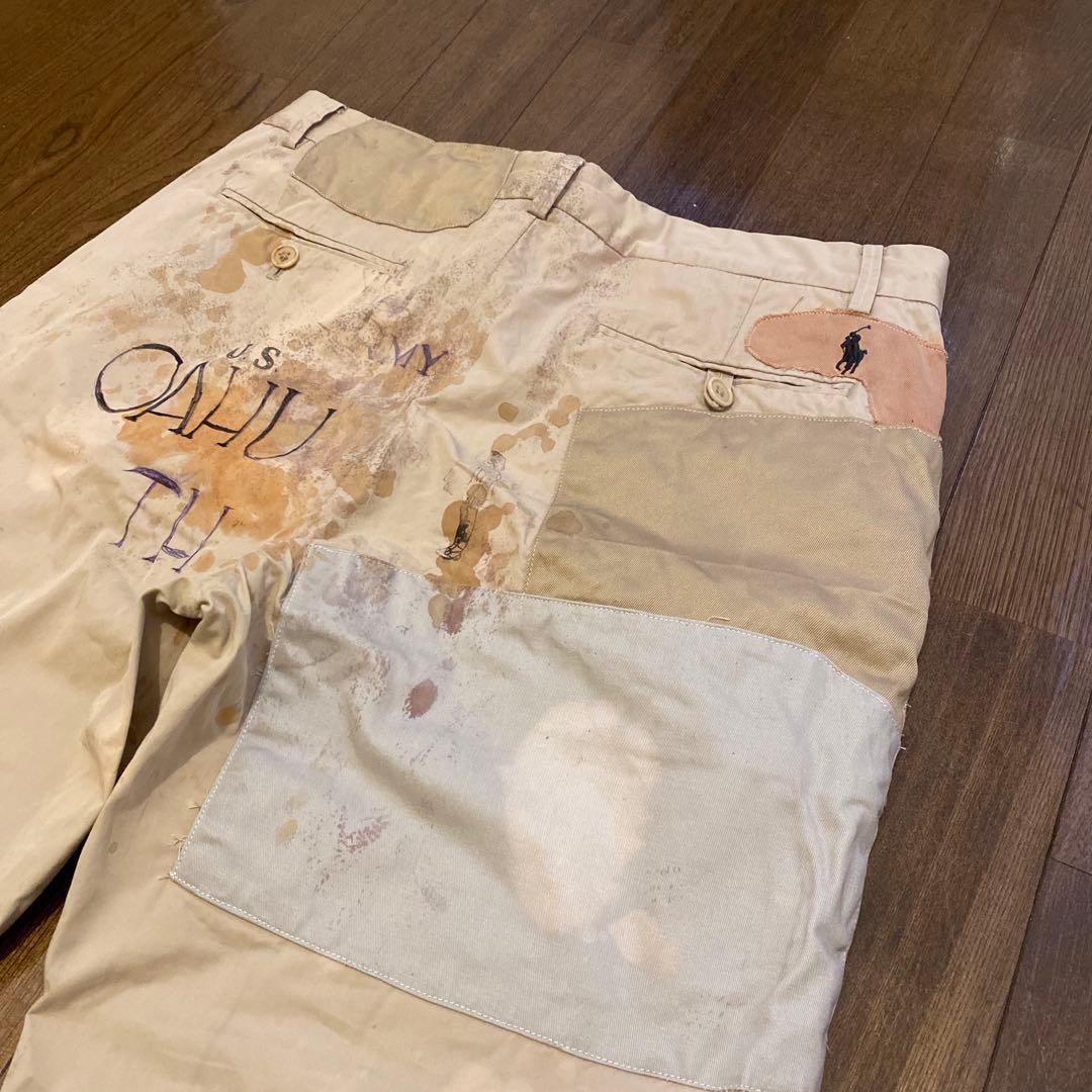 Polo by Ralph Lauren ダブルニー チノパン 刺繍ロゴ 襤褸
