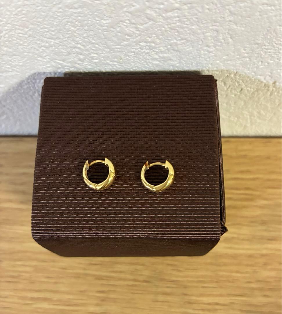 美品　K18中折れ式フープピアス(10mmスピンドル) 楽天