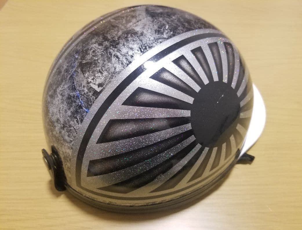 日章コルク　ラップ塗装ラメ　 半帽ヘルメット