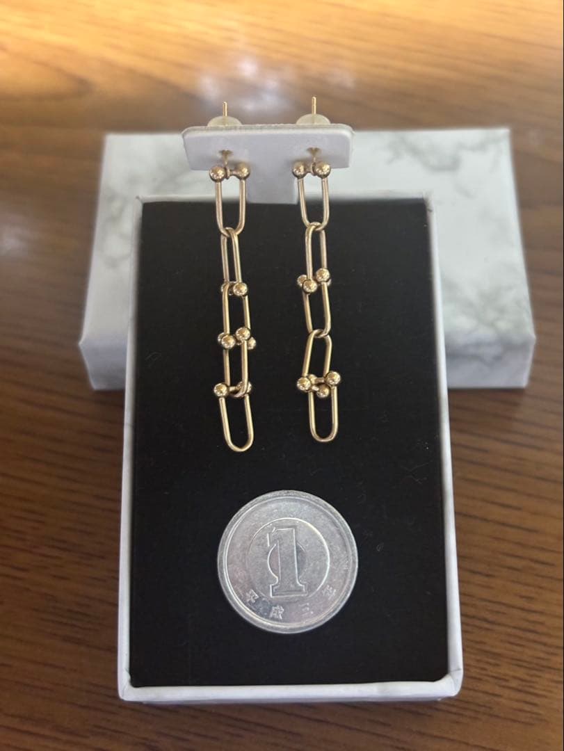 K18 ゴールド リンクチェーン ピアス
