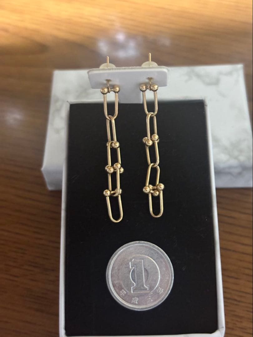 K18 ゴールド リンクチェーン ピアス