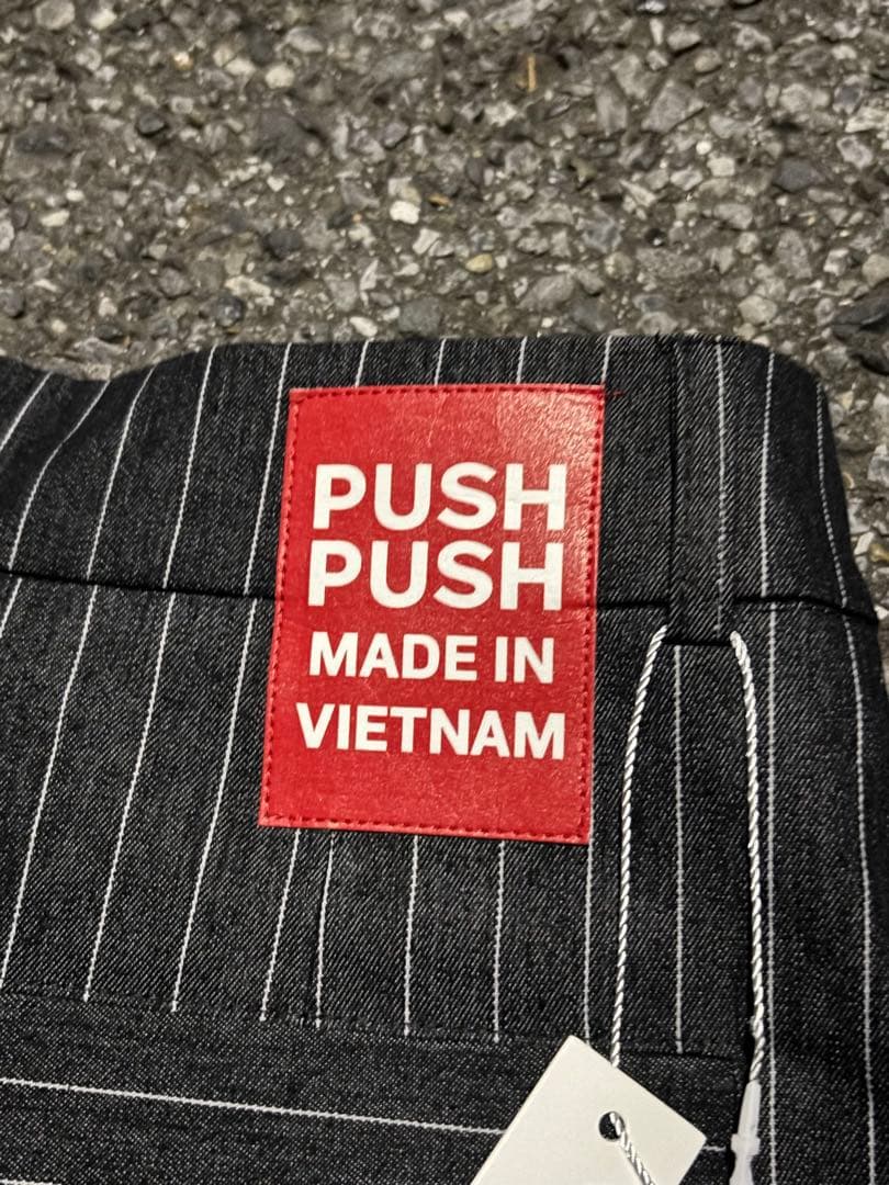 Mサイズ PUSH PUSH ストライプ ワイドパンツ 黒