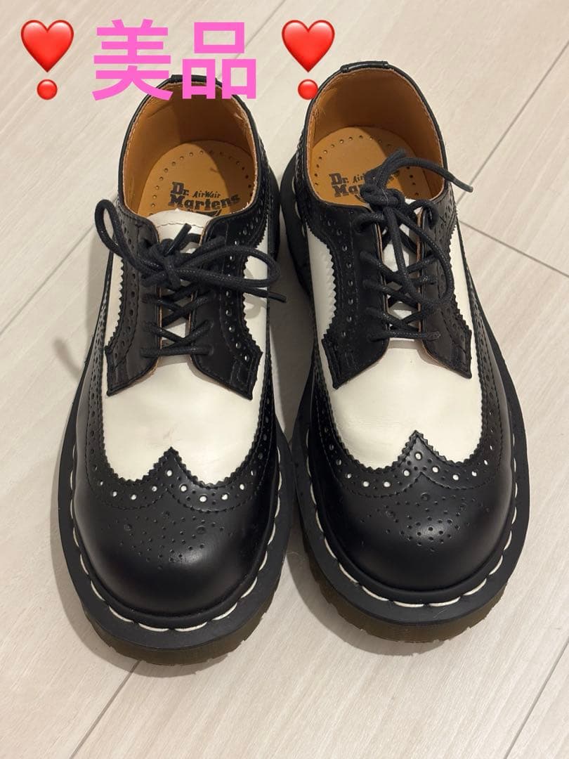 Dr. Martens 黒白ウィングチップシューズUK3 US4