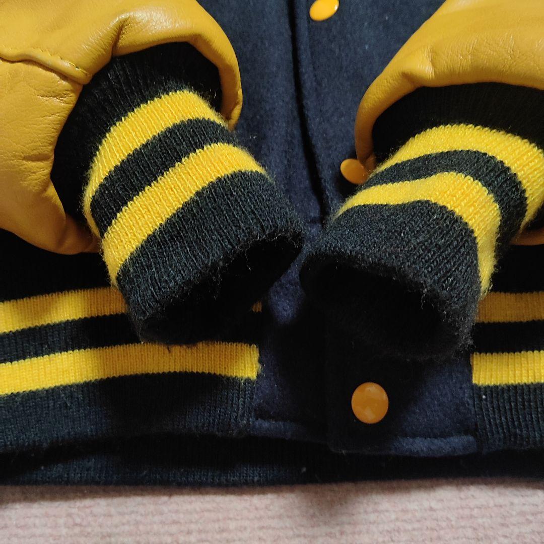 【美品】 DeLONG スタジャン マスタード 袖レザー 38 USA製 本革