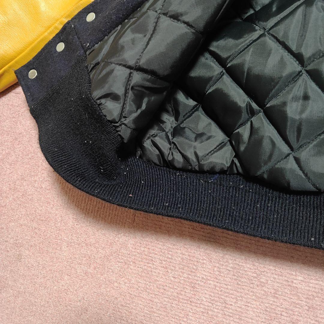 【美品】 DeLONG スタジャン マスタード 袖レザー 38 USA製 本革