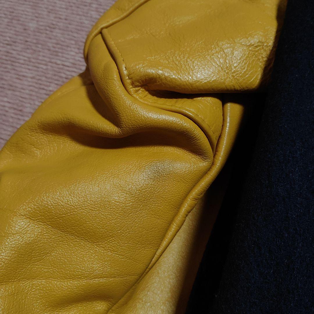 【美品】 DeLONG スタジャン マスタード 袖レザー 38 USA製 本革