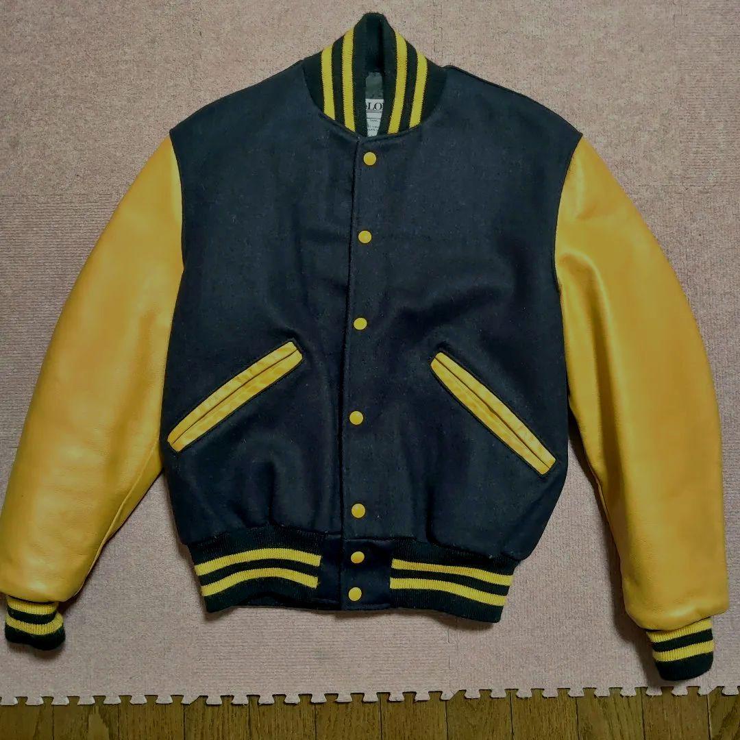 【美品】 DeLONG スタジャン マスタード 袖レザー 38 USA製 本革