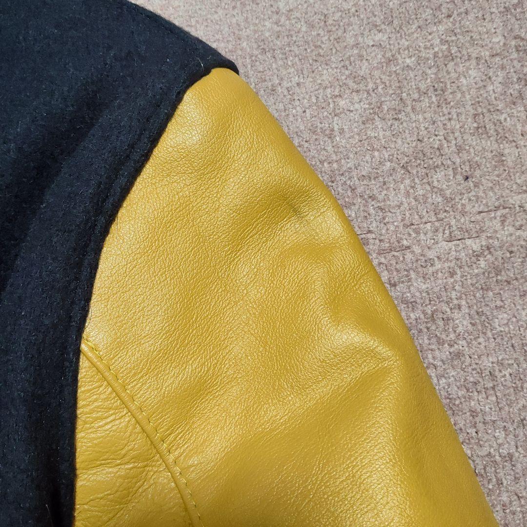 【美品】 DeLONG スタジャン マスタード 袖レザー 38 USA製 本革