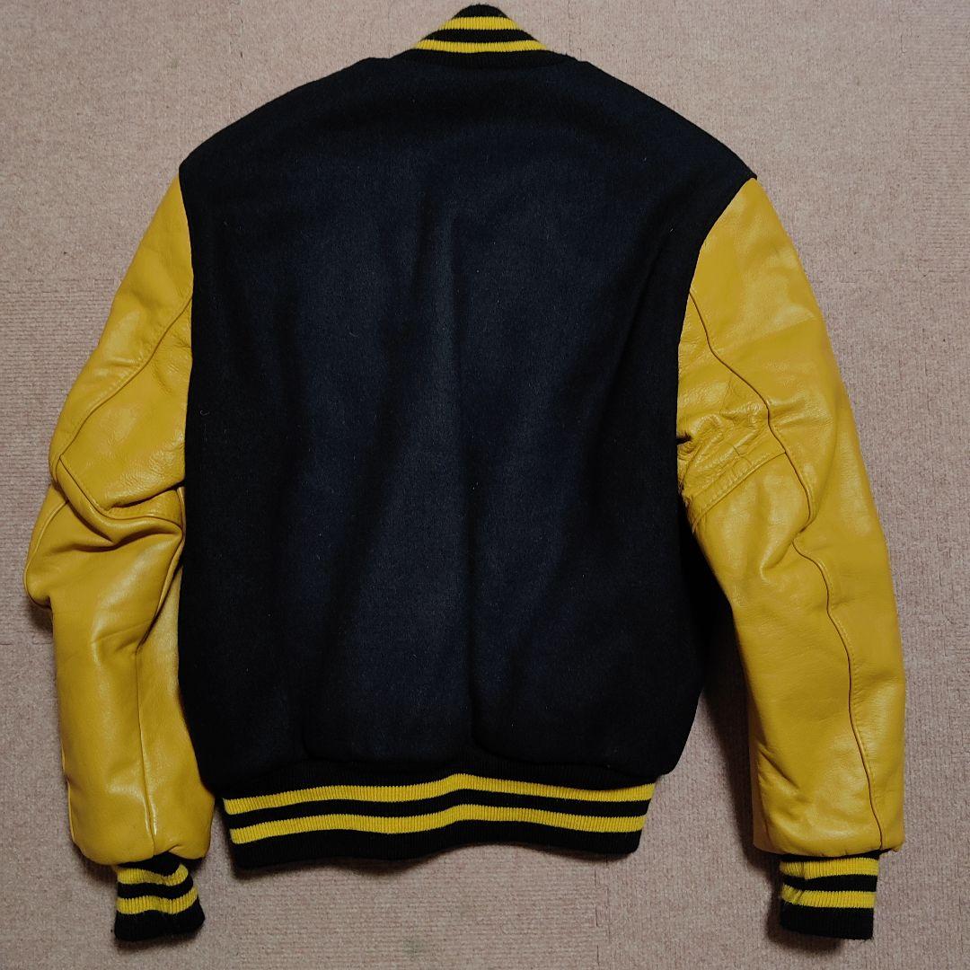 【美品】 DeLONG スタジャン マスタード 袖レザー 38 USA製 本革
