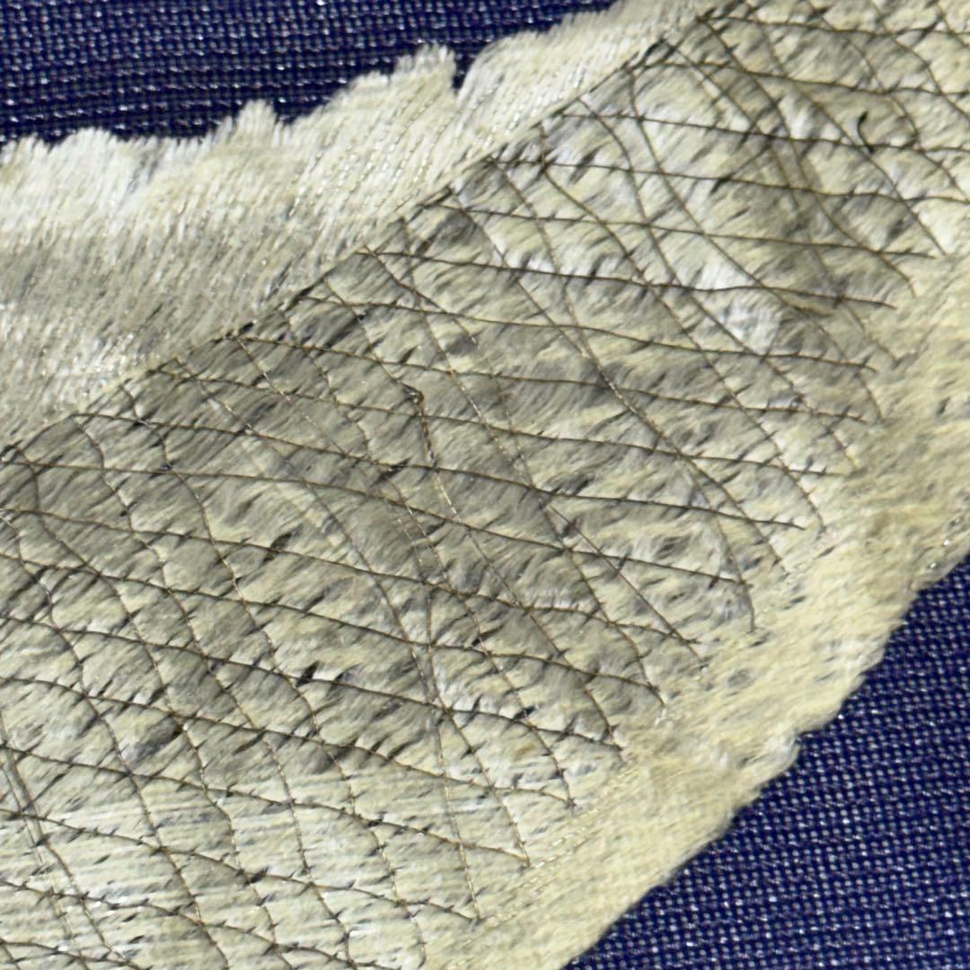 R*a様 鯉　刺繍帯　名古屋帯 紺色　夏帯　螺鈿　貝　白銀　笹　希少