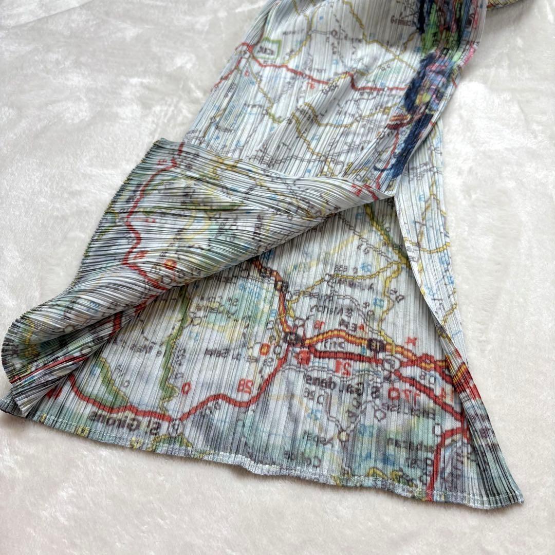 希少・未使用級　PLEATS PLEASE 地図　Map柄　マキシ丈　ワンピース