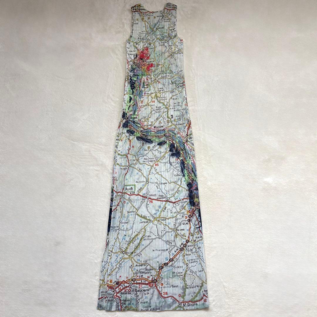 希少・未使用級　PLEATS PLEASE 地図　Map柄　マキシ丈　ワンピース