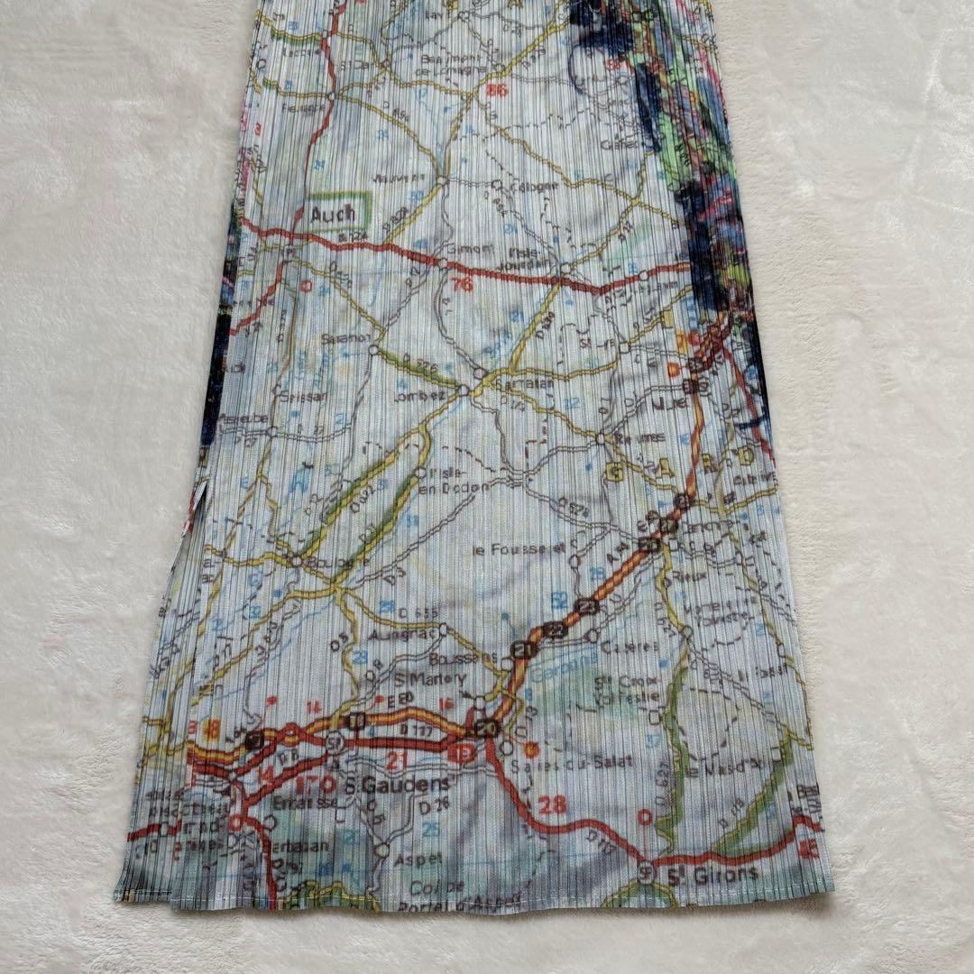 希少・未使用級　PLEATS PLEASE 地図　Map柄　マキシ丈　ワンピース