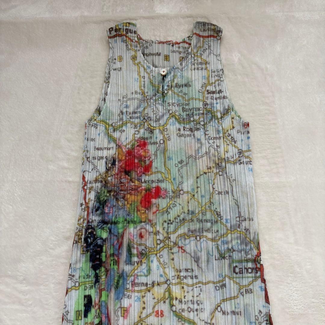 希少・未使用級　PLEATS PLEASE 地図　Map柄　マキシ丈　ワンピース